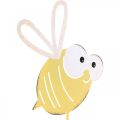 Floristik24 Abelha como plugue, mola, decoração de jardim, abelha de metal amarelo, branco L54cm 3pcs