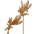 Floristik24 Flor plug bee, decoração de ferrugem, plugue decorativo pátina L31/32cm 6pcs