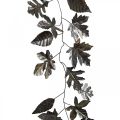 Floristik24 Guirlanda de metal para decoração de parede folhas de latão L100cm W27cm