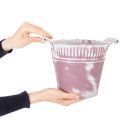 Balde de lata, pintado de roxo e branco, Ø19cm A17cm, 1 unidade. | Floristik24.pt