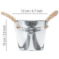 Balde de metal brilhante com alças de corda, Ø12cm | Floristik24.pt