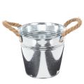 Floristik24 Balde de metal brilhante com alças de corda, Ø16cm