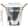 Balde de metal brilhante com alças de corda, Ø22cm | Floristik24.pt