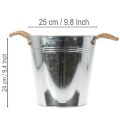 Balde de metal brilhante com alças de corda, Ø25cm | Floristik24.pt