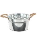 Floristik24 Tigela de metal brilhante com alças de corda, Ø22cm