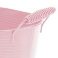 Floristik24 Tigela de metal em folha oval rosa pastel 20 cm x 12 cm x 9 cm