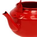 Floristik24 Bule de chá de lata vermelho Ø12cm Alt.9cm