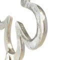 Flor Decoração Metal Prata Base Madeira Preta 15×30cm | Floristik24.pt