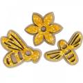 Floristik24 Flores e abelhas para polvilhar madeira de laranja polvilhar decoração primavera 36pcs