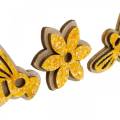Floristik24 Flores e abelhas para polvilhar madeira de laranja polvilhar decoração primavera 36pcs