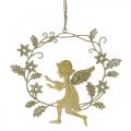 Guirlanda de anjo, decoração de Natal, anjo para pendurar, pingente de metal dourado Alt.14cm L15.5