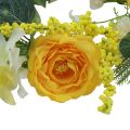 Floristik24 Coroa de flores artificiais Coroa de flores artificiais amarelo branco 42 cm