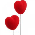 Floristik24 Plugue de flor deco coração plugue de coração vermelho 6x6cm H26cm 18 peças