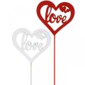 Floristik24 Plugue de flor coração plugue decorativo de madeira vermelho Love 7cm 12pcs