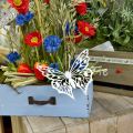 Floristik24 Flor plug borboleta, metal de decoração de jardim, plug de planta shabby chic branco, prata L51cm 3pcs