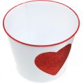 Floristik24 Vaso de flores branco com coração em vaso vermelho Ø18cm A13,5cm