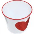 Floristik24 Vaso de flores branco com coração em vaso vermelho Ø13cm A10.5cm