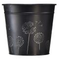 Floristik24 Vaso de flores em metal prateado preto Ø12,5cm Alt.11,5cm
