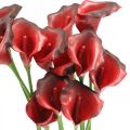 Floristik24 Flores artificiais de bordô vermelho Calla em um ramo 57cm 12pcs