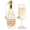 Conjunto de pingente com garrafa e taça de champanhe, decoração para árvore de Natal, 14 cm, 2 peças | Floristik24.pt