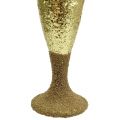 Floristik24 Gancho de taça de champanhe ouro claro glitter 15cm Véspera de Ano Novo e Natal