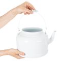 Charmoso bule decorativo branco, vaso de metal em estilo campestre, vaso vintage 27x20,5cm | Floristik24.pt