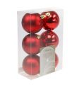 Floristik24 Bolas de árvore de natal de plástico vermelho 8cm 6uds