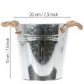 Balde decorativo de metal com alças de corda Ø20cm | Floristik24.pt