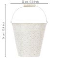 Balde decorativo, pintado de branco, com alça, Ø20,5cm, vaso de metal para decoração. | Floristik24.pt