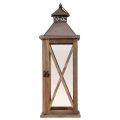 Lanterna decorativa de madeira vintage lanterna de madeira marrom 17×17×50cm | Floristik24.pt