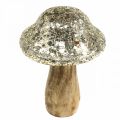 Floristik24 Cogumelo de madeira cogumelo Deco com padrão de mosaico dourado H12cm