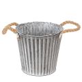 Floristik24 Vaso decorativo para plantas, vaso de metal com alças, decoração em metal estilo shabby chic Ø21,5cm
