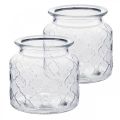 Floristik24 Padrão de diamante de lanterna decorativa, vaso de vidro, vaso de vidro, decoração de vela 2 peças