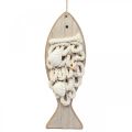 Pingente peixe deco madeira decoração marítima madeira 6,5×19,5cm