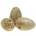 Floristik24 Ovos de madeira, ovos decorativos, ovos de páscoa madeira de mangueira 8×5cm 6uds