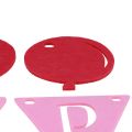 Floristik24 Guirlanda decorativa de corrente de flâmula de aniversário feita de feltro rosa 300 cm