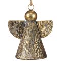 Sino decorativo anjo de Natal, decoração de sino de Natal dourado antigo look 21 cm