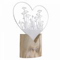 Floristik24 Decorativo coração standee metal madeira branco decoração primavera H31cm