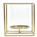 Castiçal decorativo lanterna de metal dourado vidro 12×12×13cm