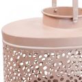 Floristik24 Lanterna decorativa oval lanterna rosa decoração de mesa metal 27×16×23cm