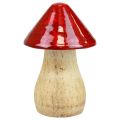 Floristik24 Cogumelos decorativos cogumelos de madeira vermelho brilho decoração de outono H6/8/10cm conjunto de 3