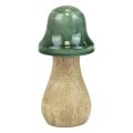 Floristik24 Cogumelos decorativos cogumelos de madeira verde escuro brilhante H6/8/10cm conjunto de 3