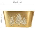 Vaso decorativo oval em formato de árvore de Natal, dourado, 24×13×12,5cm | Floristik24.pt