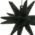 Floristik24 Estrelas Déco mica preta 7,5 cm 8 unidades