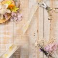Fita decorativa com motivo de ramos frondosos, fita de organza, 25 mm de largura, 20 m de comprimento. | Floristik24.pt