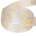 Fita decorativa com motivo de ramos frondosos, fita de organza, 25 mm de largura, 20 m de comprimento. | Floristik24.pt