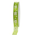 Floristik24 Fita Deco verde com motivo floral 15mm 20m