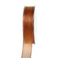 Floristik24 Fita decorativa com tiras de lurex cobre 25mm 20m