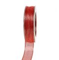 Floristik24 Fita Deco com listras de lurex vermelho 25mm 20m