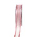 Floristik24 Fita Deco rosa com lurex 25mm 20m